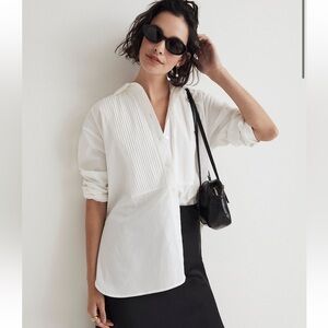 Madewell Poplin Oversized Tuxedo Shirt Eyelet White Size Medium